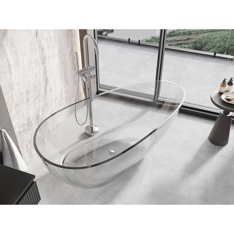 Mexen Glass skaidri laisvai pastatoma vonia 170 x 85 cm, skaidri, chromuotas kamštis - 58061708508
