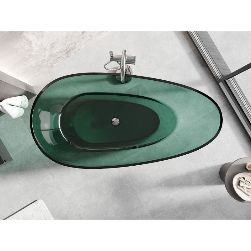 Mexen Glass teal laisvai stovinti permatoma vonia 170 x 85 cm, chromuotas kamštis - 58061708511