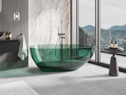 Mexen Glass Laisvai stovinti permatoma vonia 170 x 85 cm, žydra, chromuota kamštis - 58061708511