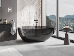 Mexen Glass juoda laisvai pastatoma skaidri vonia 160 x 80 cm, chromo kamštis - 58061608013