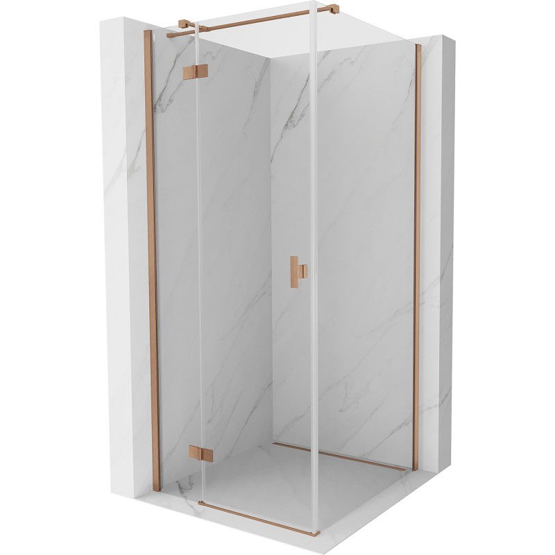 Mexen Mist H T dušo kabina, vienos durys kairės 85 x 85 cm, permatomos, šlifuotas varis - 8A5T-085-085-65-00-L