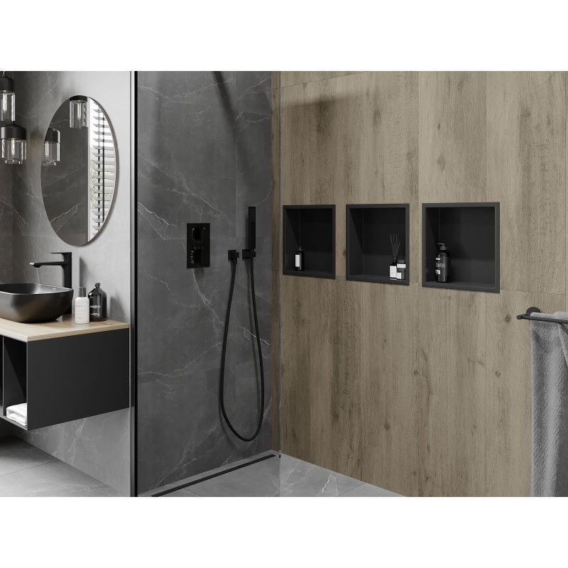 Mexen X-Wall-R nišinė lentyna su apvadu 30 x 30 cm, juoda - 1970303010