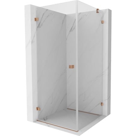 Mexen Lunar-B atidaroma kairioji dušo kabina 90 x 90 cm, permatomas, šlifuotas varis - 832-090-090-65-00-L