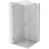 Mexen Lunar-B atidaroma kairioji dušo kabina 90 x 90 cm, permatomas, šlifuotas varis - 832-090-090-65-00-L