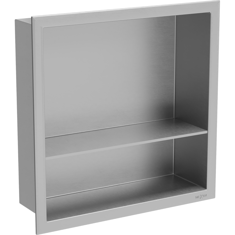 Mexen X-Wall-R įdėklų lentyna su apvadu ir lentyna 30 x 30 cm, inox - 1910303010S