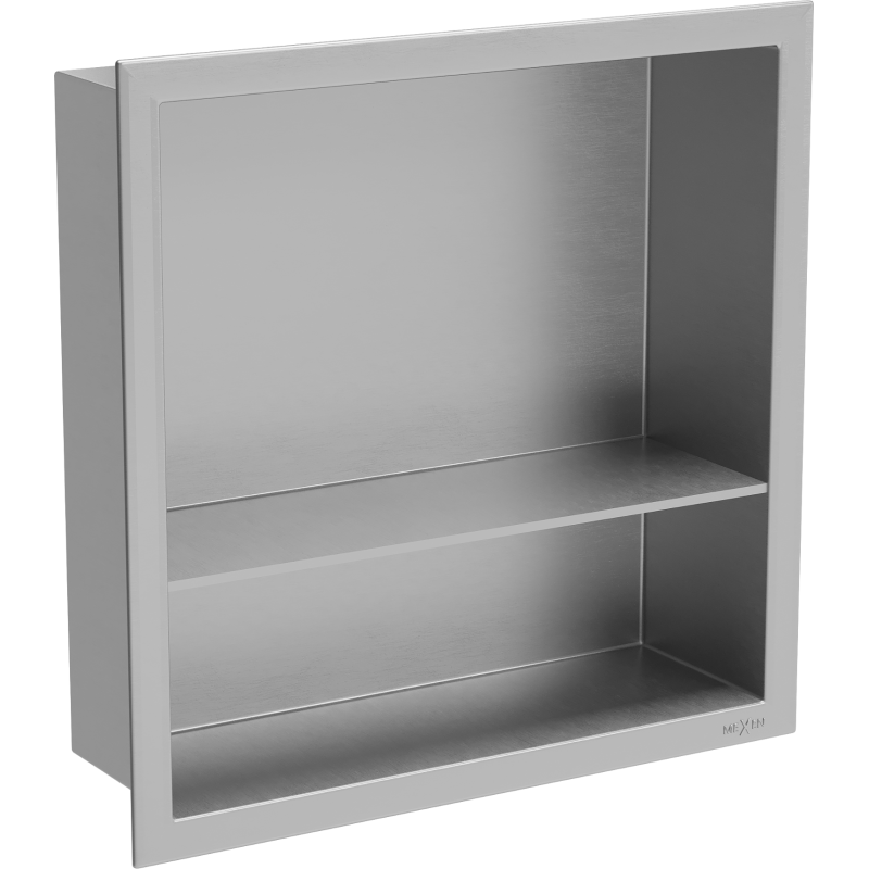 Mexen X-Wall-R nišinė lentynėlė su apykakle ir lentyna 30 x 30 cm, inox - 1910303010S