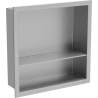 Mexen X-Wall-R įdėklų lentyna su apvadu ir lentyna 30 x 30 cm, inox - 1910303010S