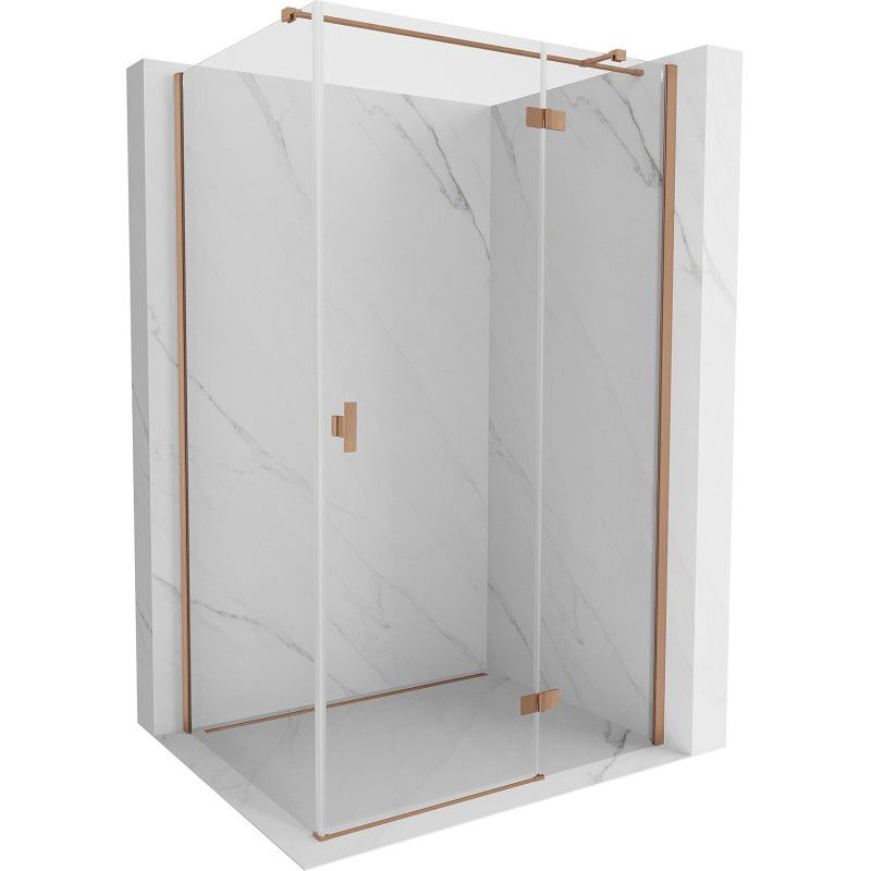 Mexen Mist H T dešinė atveriama dušo kabina 120 x 85 cm, skaidrus, šlifuotas varis - 8A5T-120-085-65-00-P