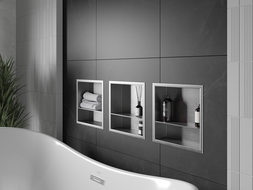 Mexen X-Wall-R įdėklų lentyna su apvadu ir lentyna 30 x 30 cm, inox - 1910303010S