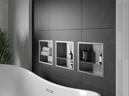 Mexen X-Wall-R nišinė lentynėlė su apykakle ir lentyna 30 x 30 cm, inox - 1910303010S