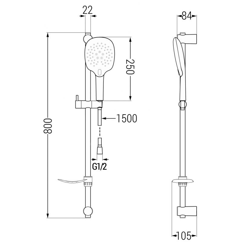 Mexen DF22 stumdantis slankiojantis dušo komplektas, chromas - 785224582-00