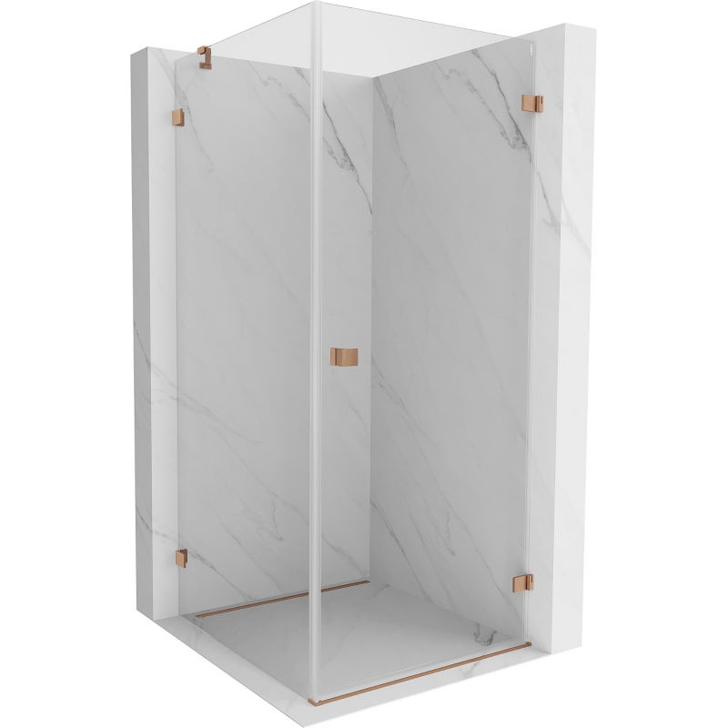 Mexen Lunar-B dešinė pusė atverčiama dušo kabina 80 x 80 cm, skaidri, šlifuotas varis - 832-080-080-65-00-P