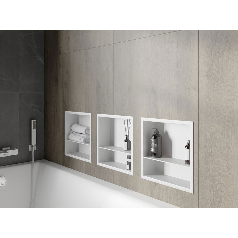 Mexen X-Wall-R nišos lentyna su apvadu ir lentynėle 30 x 30 cm, balta - 1920303010S