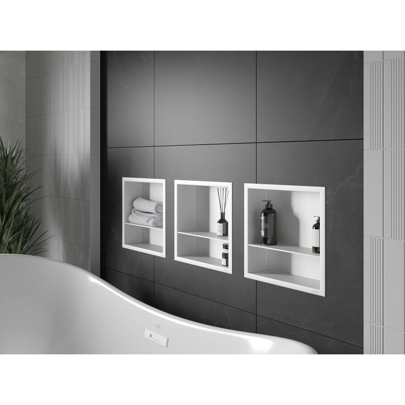 Mexen X-Wall-R nišos lentyna su apvadu ir lentynėle 30 x 30 cm, balta - 1920303010S