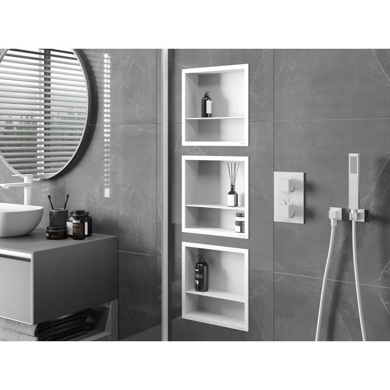 Mexen X-Wall-R nišos lentyna su apvadu ir lentynėle 30 x 30 cm, balta - 1920303010S