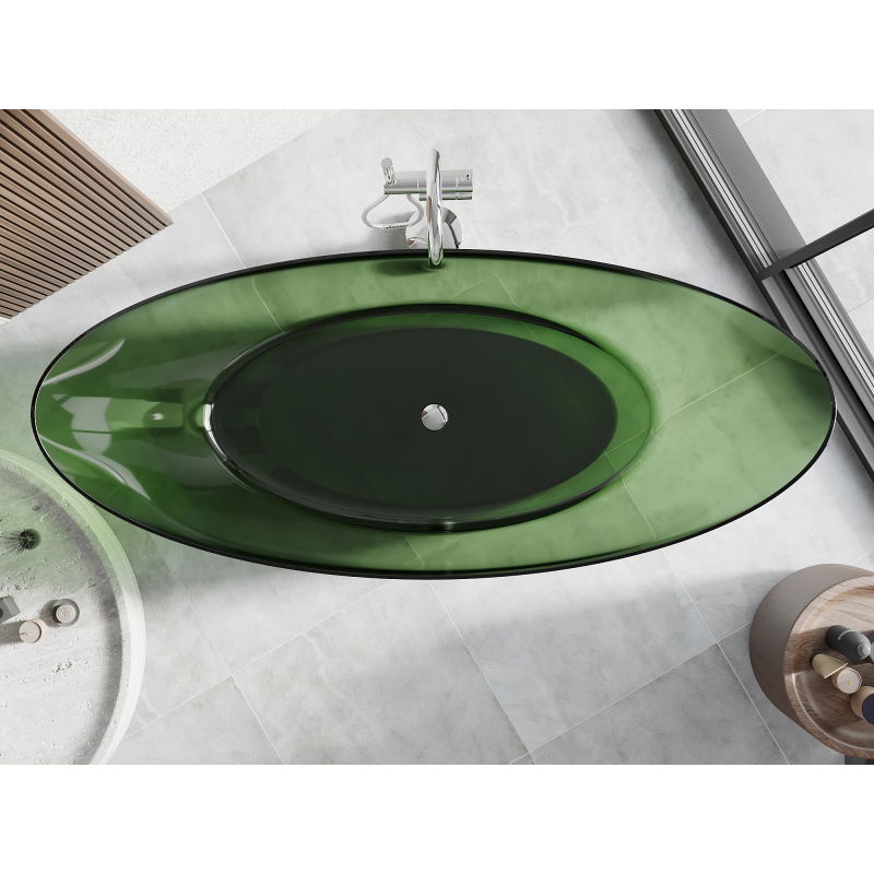 Mexen Vea miško laisvai stovinti vonia skaidri 180 x 80 cm, chromo kamštis - 58091808002