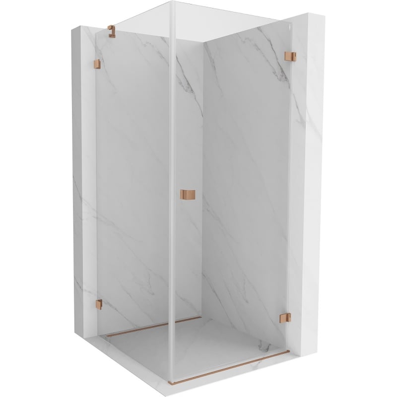 Mexen Lunar-B dešinės pusės dušo kabina 90 x 90 cm, skaidri, šlifuota varis - 832-090-090-65-00-P