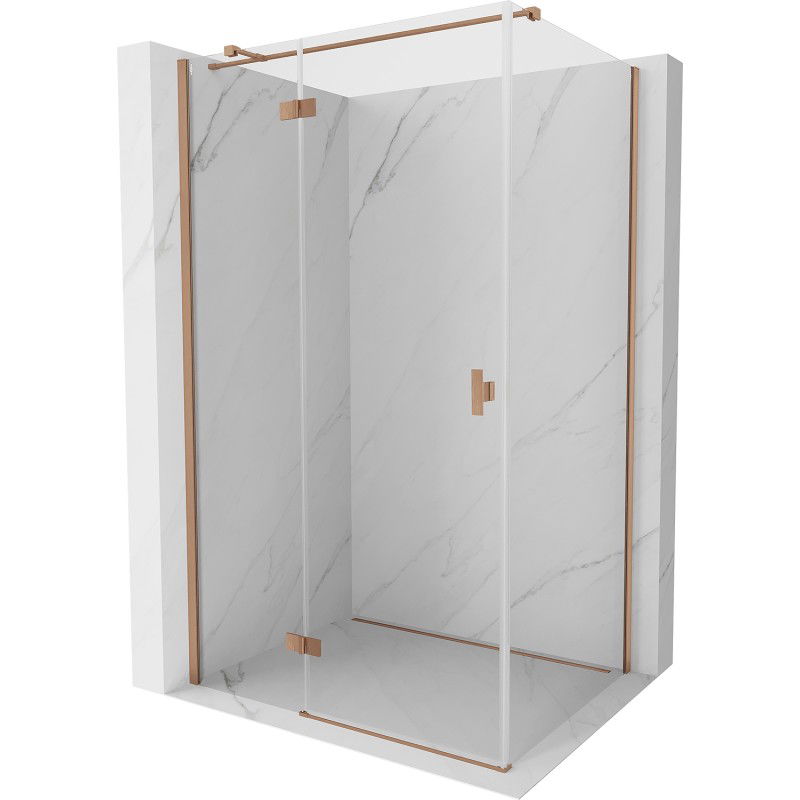 Mexen Mist H T kairiųjų durų dušo kabina 105 x 110 cm, permatoma, šlifuotas varis - 8A5T-105-110-65-00-L