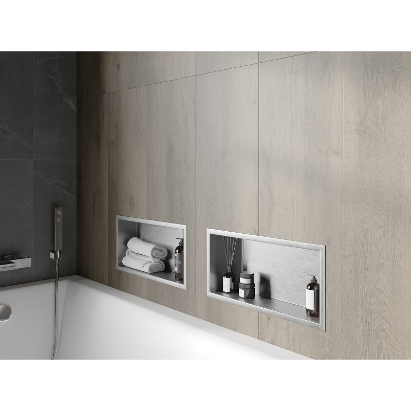 Mexen X-Wall-R nišinė lentyna su apvadu 45 x 20 cm, inox - 1910452010