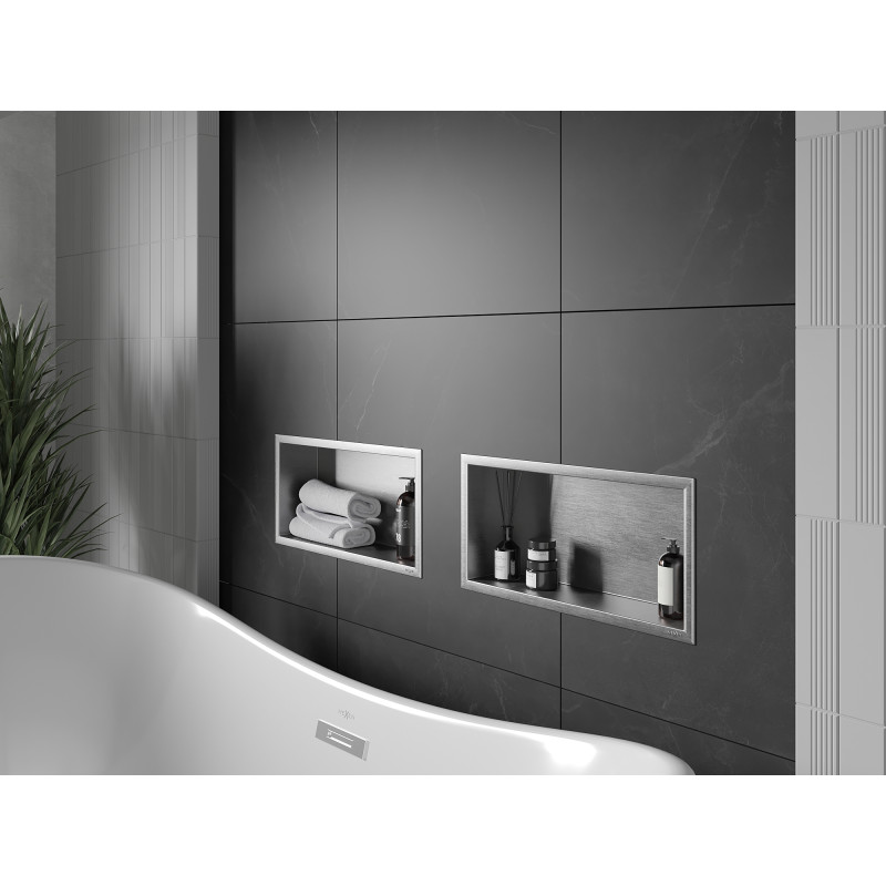 Mexen X-Wall-R nišinė lentyna su apvadu 45 x 20 cm, inox - 1910452010