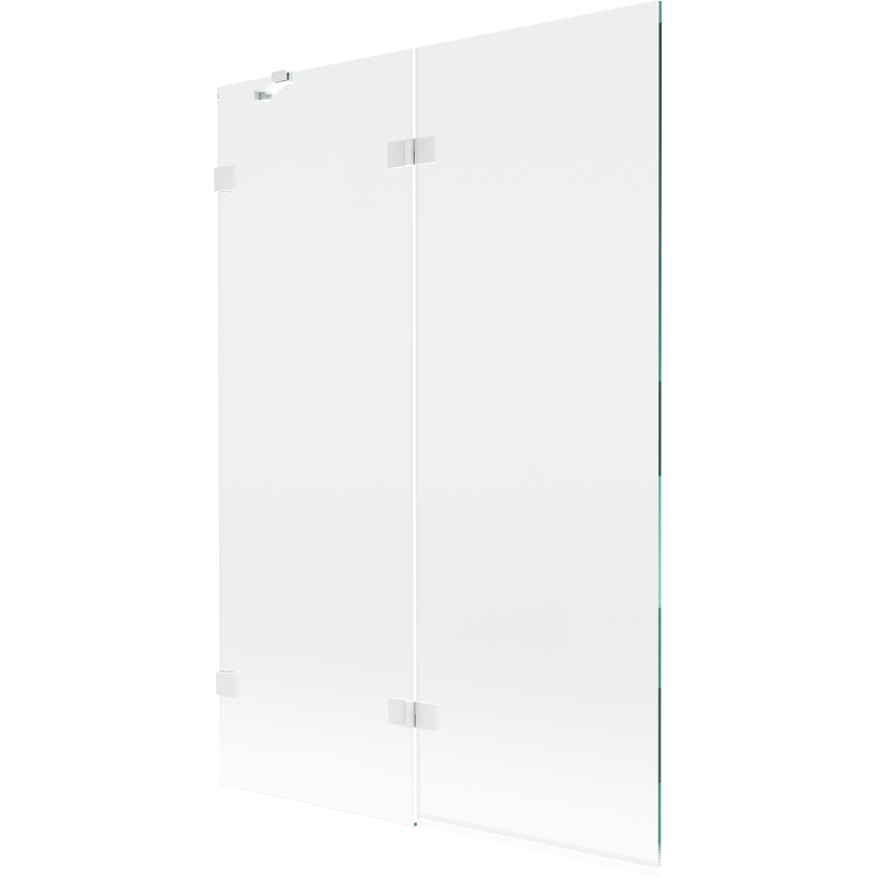 Mexen Lunar vonios ekranas su dviem durimis, kairysis, 120 x 150 cm, skaidrus, baltas - 897-120-100-20-00-L