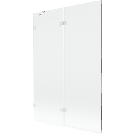Mexen Lunar vonios ekranas su dviem durimis, kairysis, 120 x 150 cm, skaidrus, baltas - 897-120-100-20-00-L