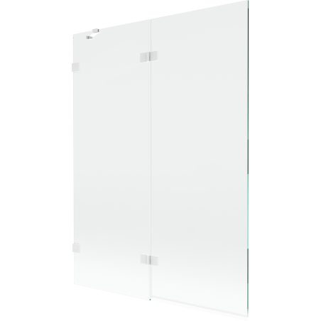 Mexen Lunar vonios ekrano 2-sulankstomas kairysis 130 x 150 cm, skaidrus, baltas - 897-130-100-20-00-L