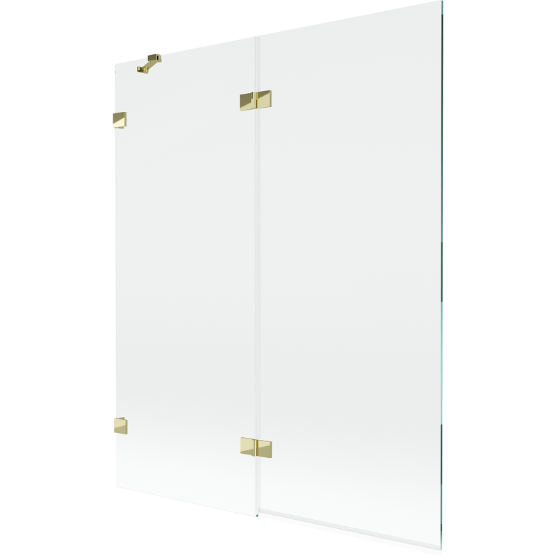 Mexen Lunar vonios dušo ekranas, dviejų dalių, kairysis, 140 x 150 cm, skaidrus, auksinis - 897-140-100-50-00-L