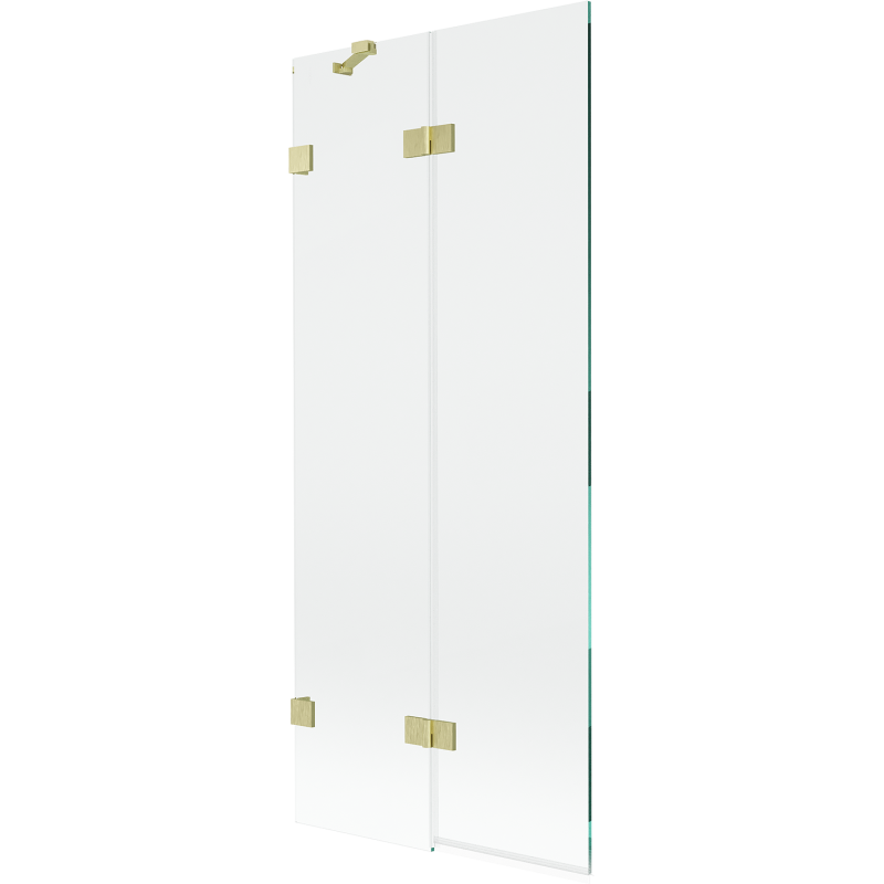 Mexen Lunar dviejų dalių dušo pertvara kairinė 80 x 150 cm, skaidri, šlifuotas auksas - 897-080-100-55-00-L