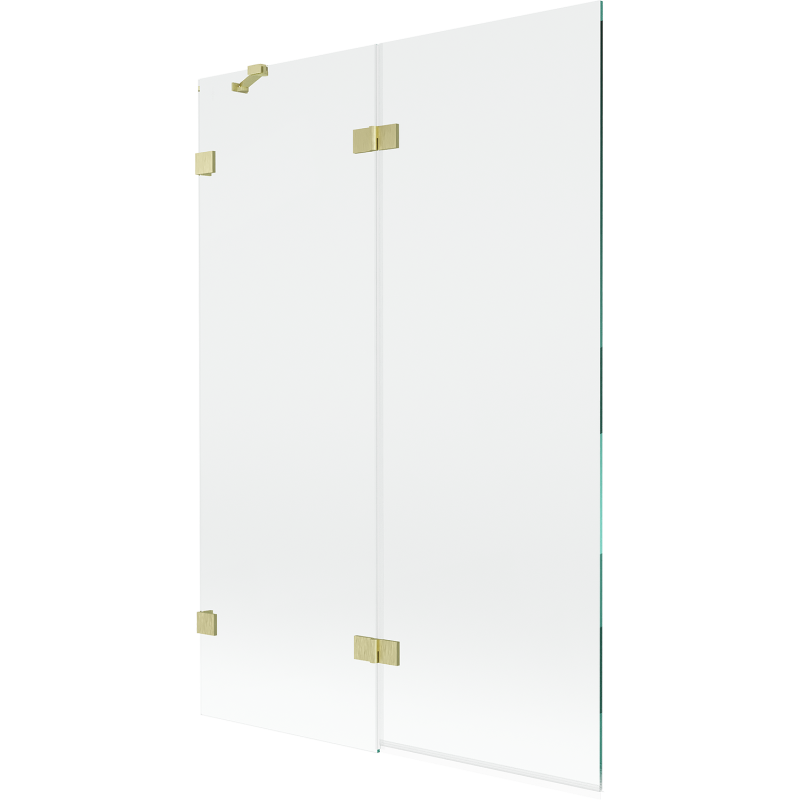 Mexen Lunar vonios ekrano kairinis 2-durų 120 x 150 cm, permatomas, auksinis šlifuotas - 897-120-100-55-00-L