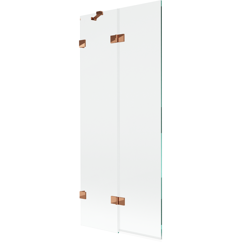 Mexen Lunar dviejų dalių vonios kambario pertvara, kairinis, 80 x 150 cm, skaidri, rožinis auksas - 897-080-100-60-00-L