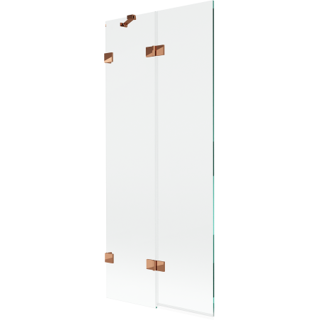 Mexen Lunar dviejų dalių vonios kambario pertvara, kairinis, 80 x 150 cm, skaidri, rožinis auksas - 897-080-100-60-00-L