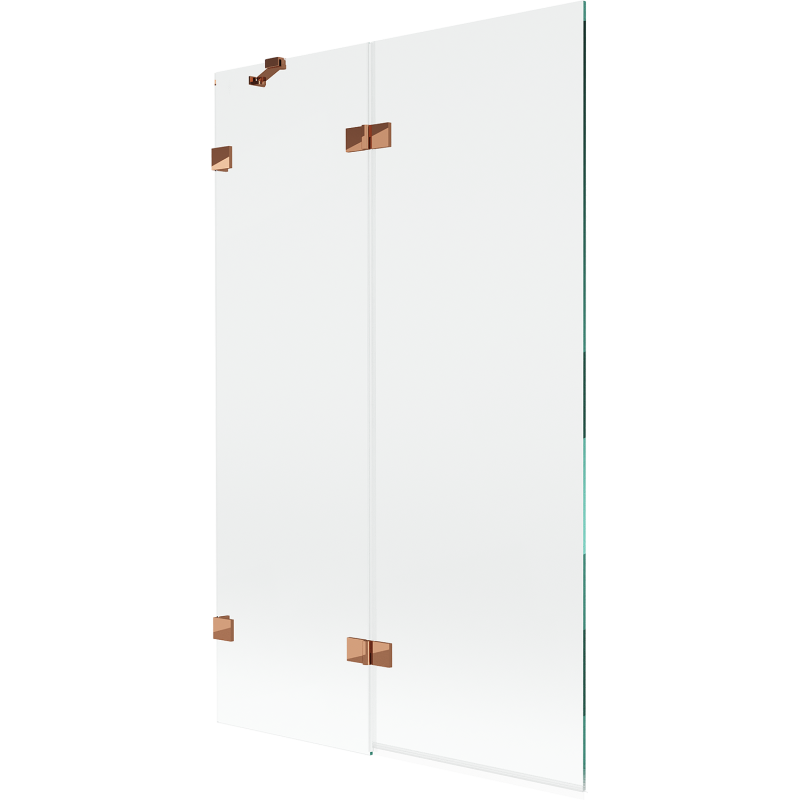 Mexen Lunar vonios sienelė 2-durų kairinė 110 x 150 cm, skaidri, rožinis auksas - 897-110-100-60-00-L