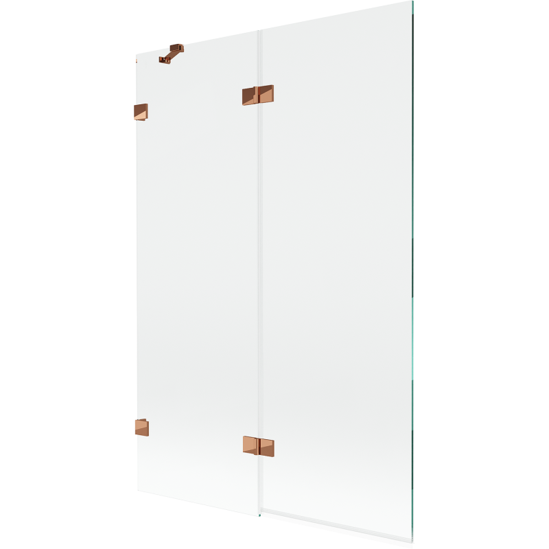 Mexen Lunar dviejų dalių sulankstoma vonios užuolaida kairė 120 x 150 cm, skaidri, rožinio aukso - 897-120-100-60-00-L