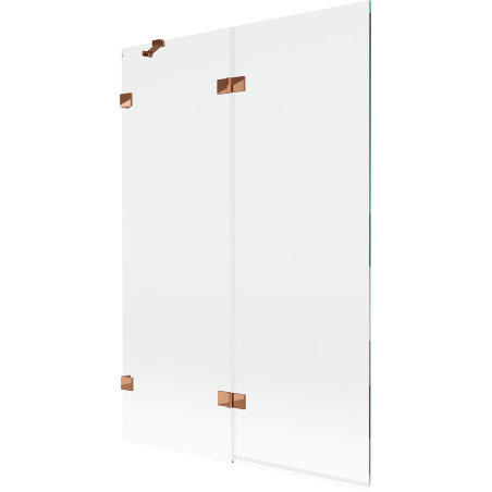 Mexen Lunar dviejų dalių sulankstoma vonios užuolaida kairė 120 x 150 cm, skaidri, rožinio aukso - 897-120-100-60-00-L