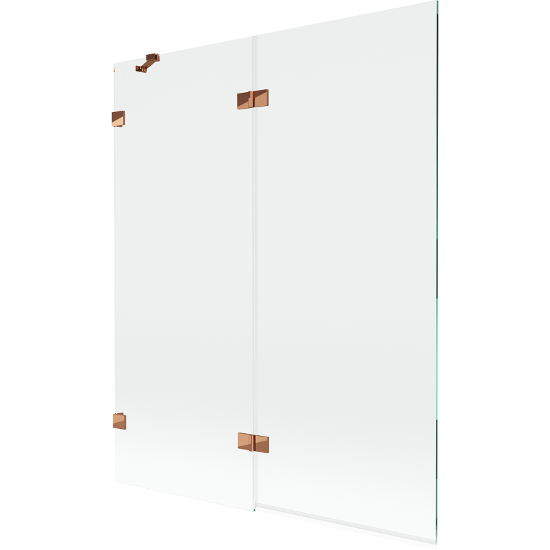 Mexen Lunar dviejų dalių vonių niša, kairysis, 140 x 150 cm, permatomas, rožinis auksas - 897-140-100-60-00-L