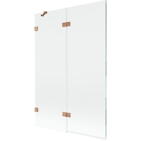Mexen Lunar vonios pertvara, dviejų dalių, kairinis 120 x 150 cm, skaidrus, valcuotas varis - 897-120-100-65-00-L