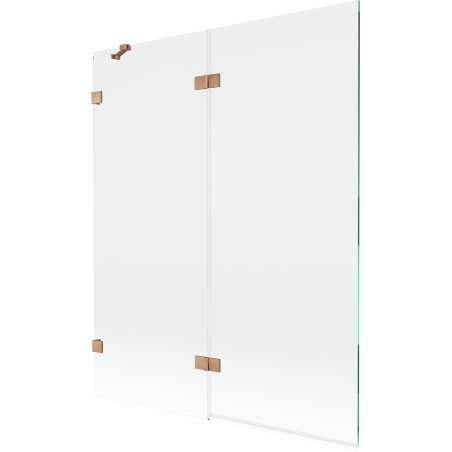 Mexen Lunar vonios dušo pertvara, dviejų dalių, kairinė, 140 x 150 cm, permatoma, šepečiu valyta varis - 897-140-100-65-00-L