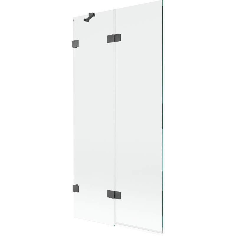Mexen Lunar kairiųjų durelių dviejų dalių vonios pertvara 90 x 150 cm, skaidri, šlifuota ginklų pilka - 897-090-100-66-00-L