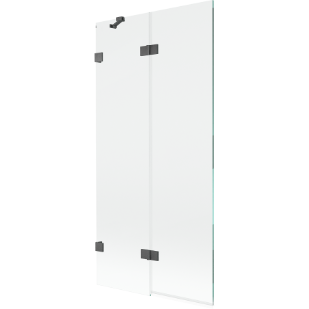Mexen Lunar kairiųjų durelių dviejų dalių vonios pertvara 90 x 150 cm, skaidri, šlifuota ginklų pilka - 897-090-100-66-00-L