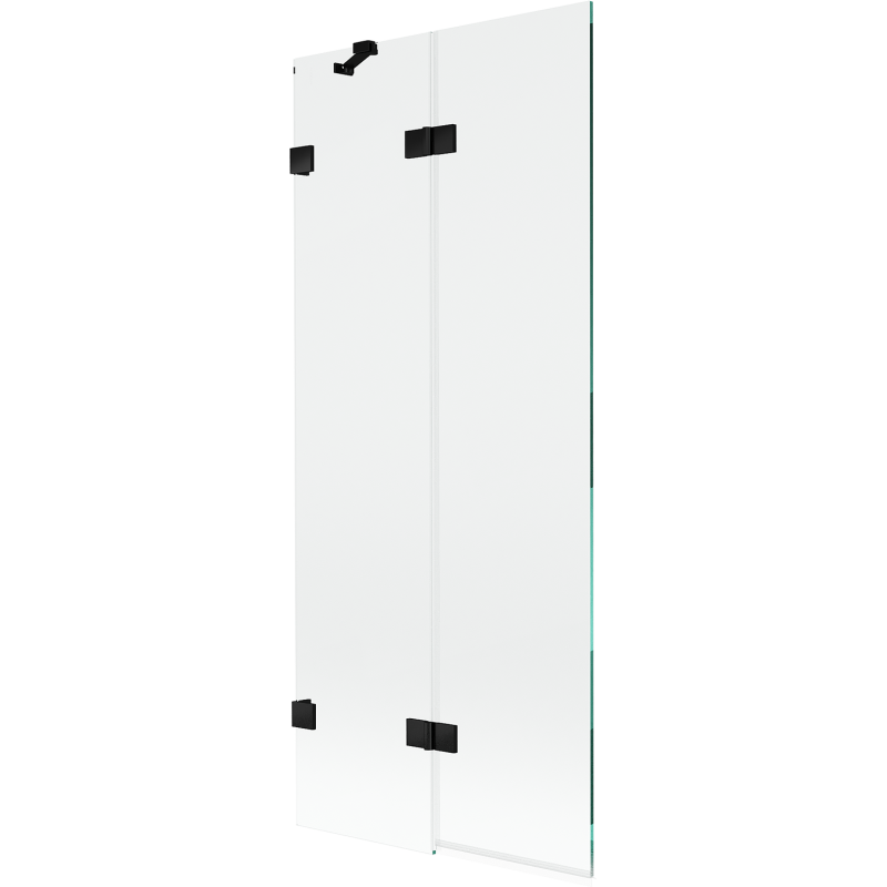 Mexen Lunar vonios ekranas, 2-durys kairysis 80 x 150 cm, skaidrus, juodas - 897-080-100-70-00-L