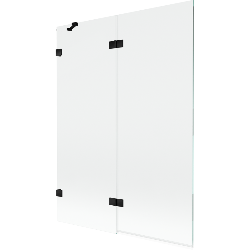 Mexen Lunar, dviejų durų kairysis vonios ekranas, 130 x 150 cm, skaidrus, juodas - 897-130-100-70-00-L