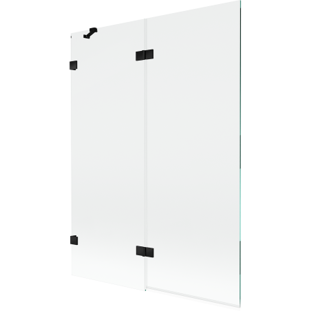 Mexen Lunar, dviejų durų kairysis vonios ekranas, 130 x 150 cm, skaidrus, juodas - 897-130-100-70-00-L