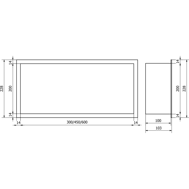 Mexen X-Wall-R nišinė lentyna su apvadu 45 x 20 cm, juoda - 1970452010