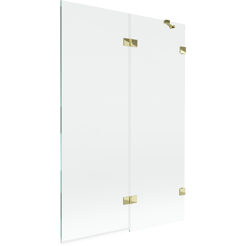 Mexen Lunar vonios pertvara, dviejų dalių, dešinė 120 x 150 cm, skaidri, auksinė - 897-120-100-50-00-P