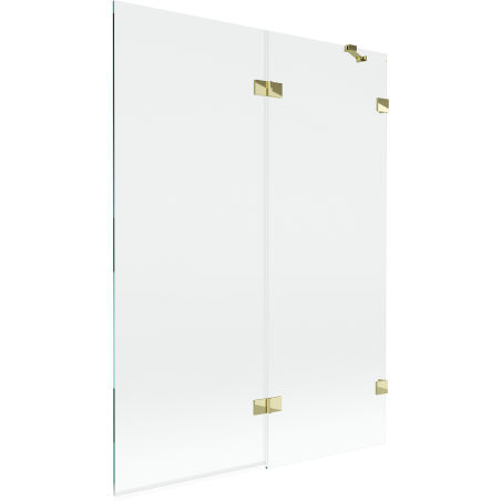Mexen Lunar dvigubas sulankstomas vonios gaubtas, dešinysis 130 x 150 cm, skaidrus, auksinis - 897-130-100-50-00-P