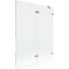 Mexen Lunar dvigubas sulankstomas vonios gaubtas, dešinysis 130 x 150 cm, skaidrus, auksinis - 897-130-100-50-00-P