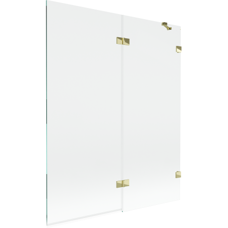 Mexen Lunar vonios ekranas, 2 sparnų, dešinysis 140 x 150 cm, permatomas, auksinis - 897-140-100-50-00-P