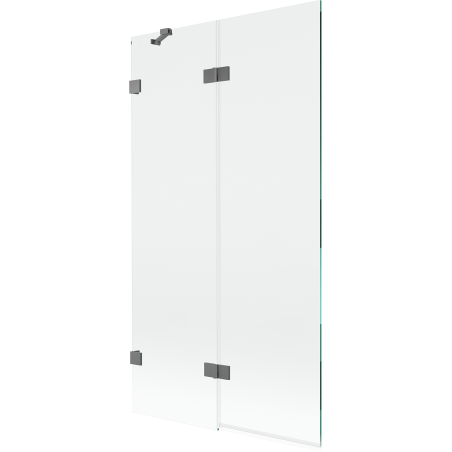 Mexen Lunar vonios ekranas, dviejų dalių, kairysis 100 x 150 cm, skaidrus, tamsaus metalo - 897-100-100-95-00-L