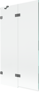 Mexen Lunar vonios ekranas, dviejų dalių, kairysis 100 x 150 cm, skaidrus, tamsaus metalo - 897-100-100-95-00-L